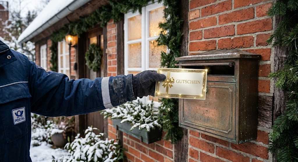 Gutschein wird in den Briefkasten geworfen