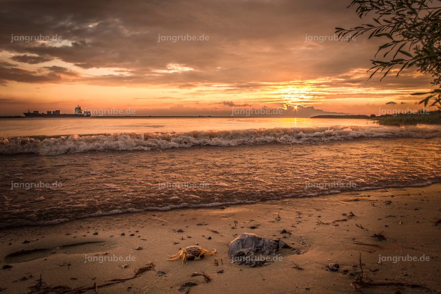 Wandbild Strandidylle Elbe – Fotografie von Jan Grube als Leinwand, Acrylglas oder Poster